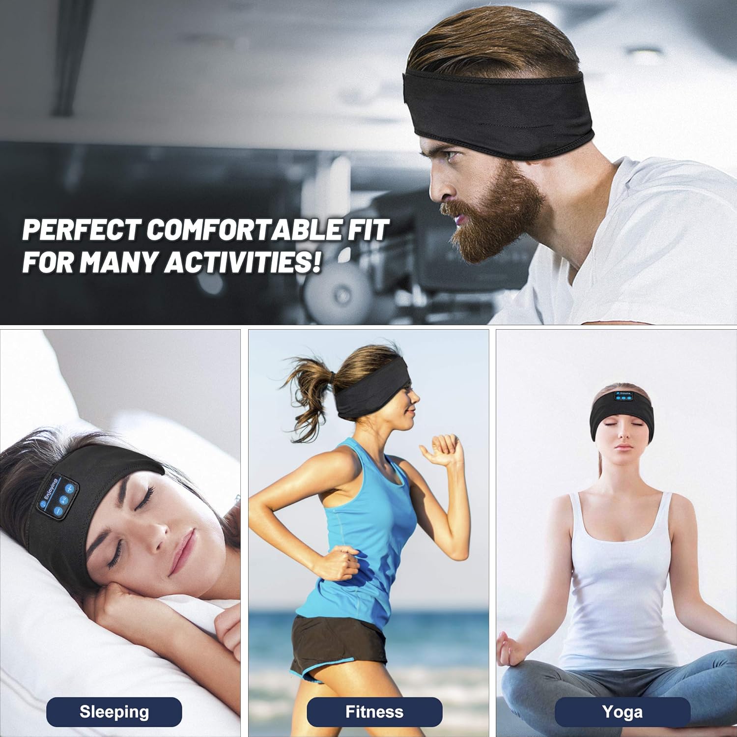 Bluetooth Sports Headband Headphones Ultra-Thin HD Stereo for Workout, Travel, Meditation